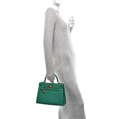 Hermes Epsom Kelly Sellier 28 Vert Vertigo 2 of 11