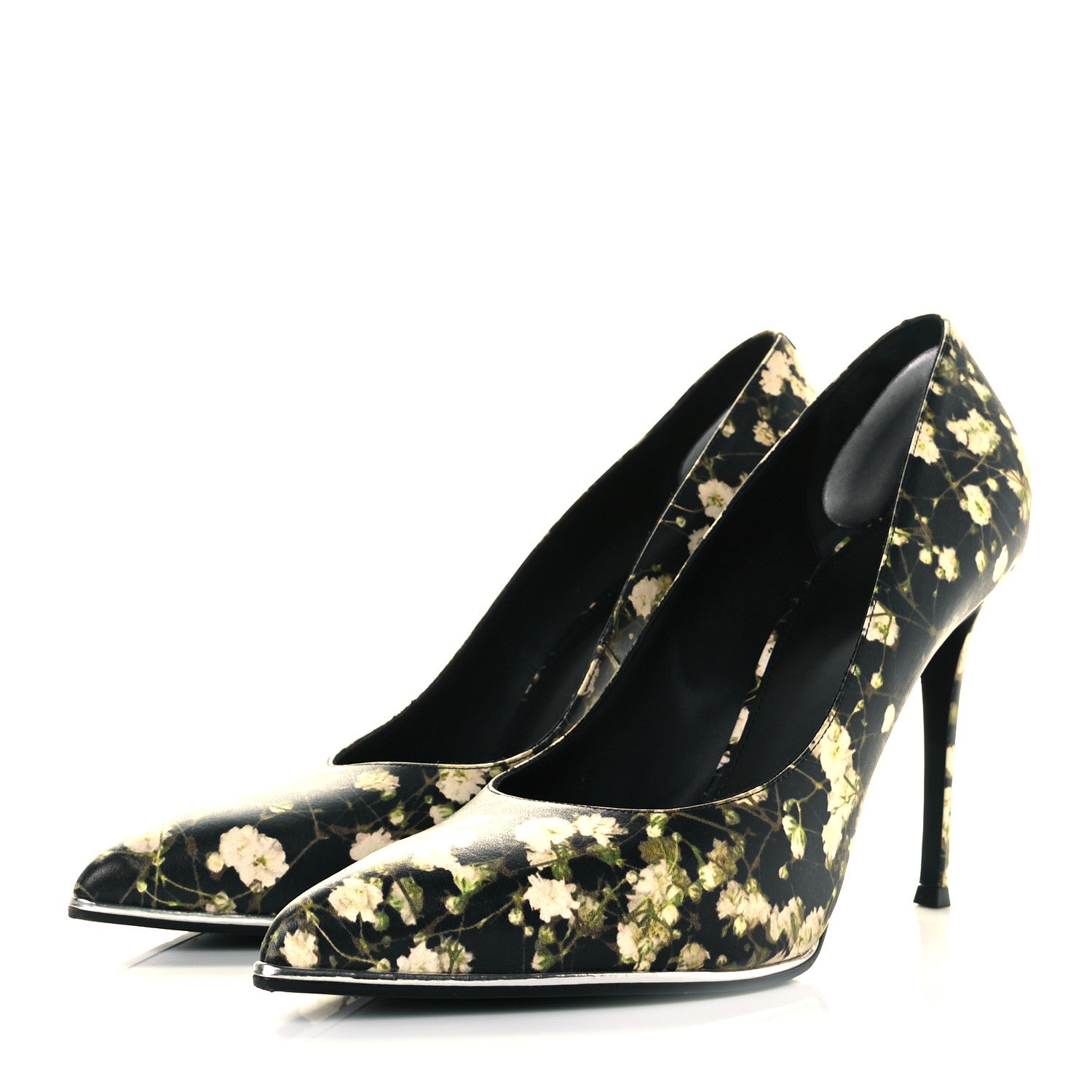 Givenchy Calfskin Floral Print Pointed Toe Pumps 41.5 Black Multicolor 3 of 9