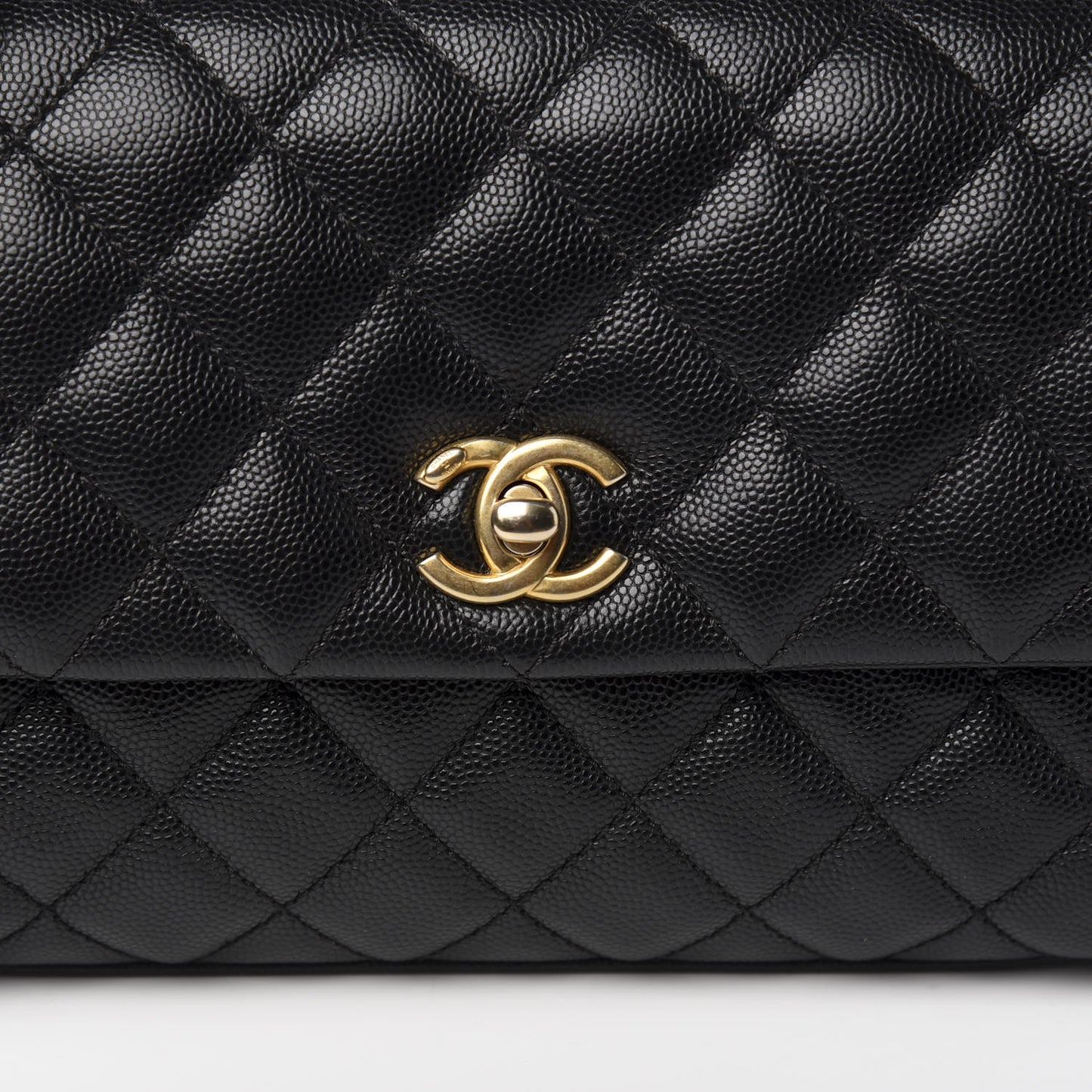 Caviar Quilted Mini Coco Handle Flap Black