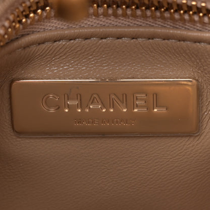 Chanel Shiny Crumpled Calfskin Quilted Mini 31 Shopping Bag Dark Beige 6 of 12