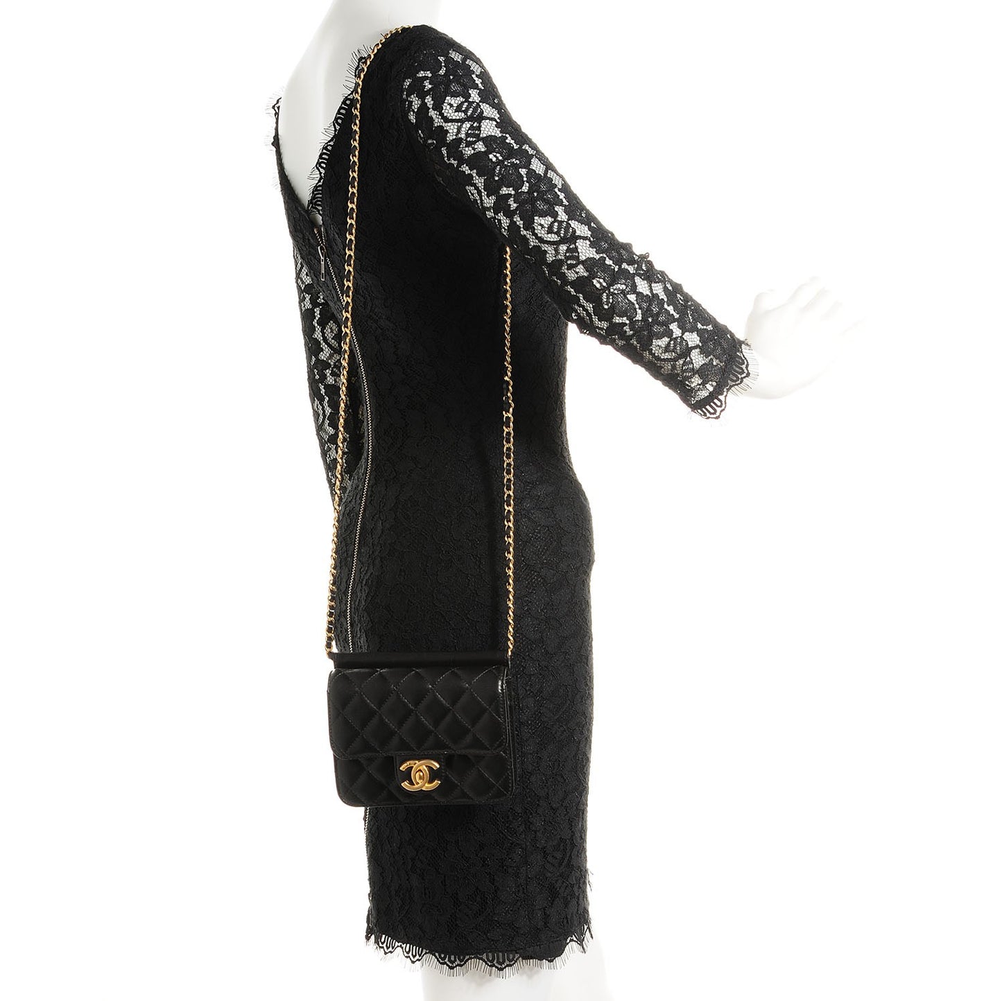 Lambskin Quilted Crossing Times Mini Flap Black