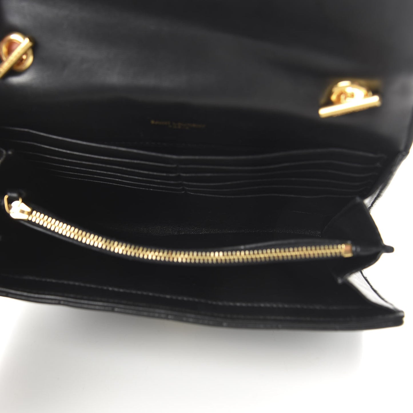 Lambskin Matelasse Monogram Vicky Chain Wallet Black