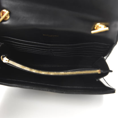 Saint Laurent Lambskin Matelasse Monogram Vicky Chain Wallet Black 5 of 10