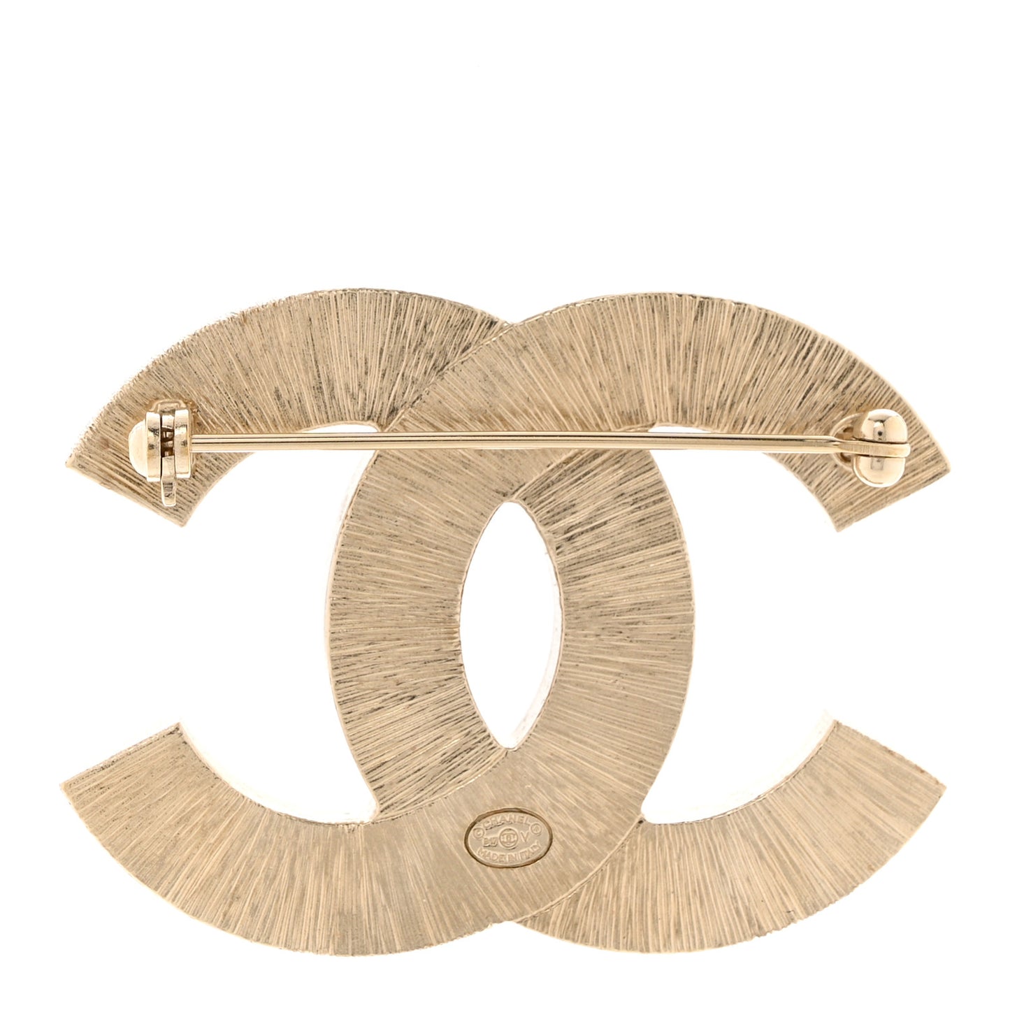 Metal Quilted CC Brooch Silver Gold