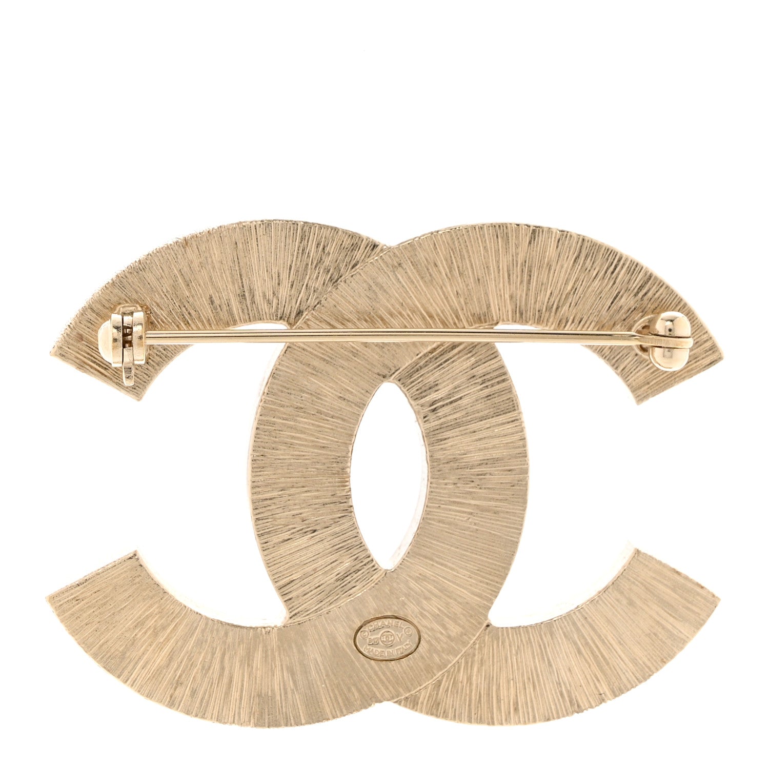 Chanel Metal Quilted CC Brooch Silver Gold 3 of 4