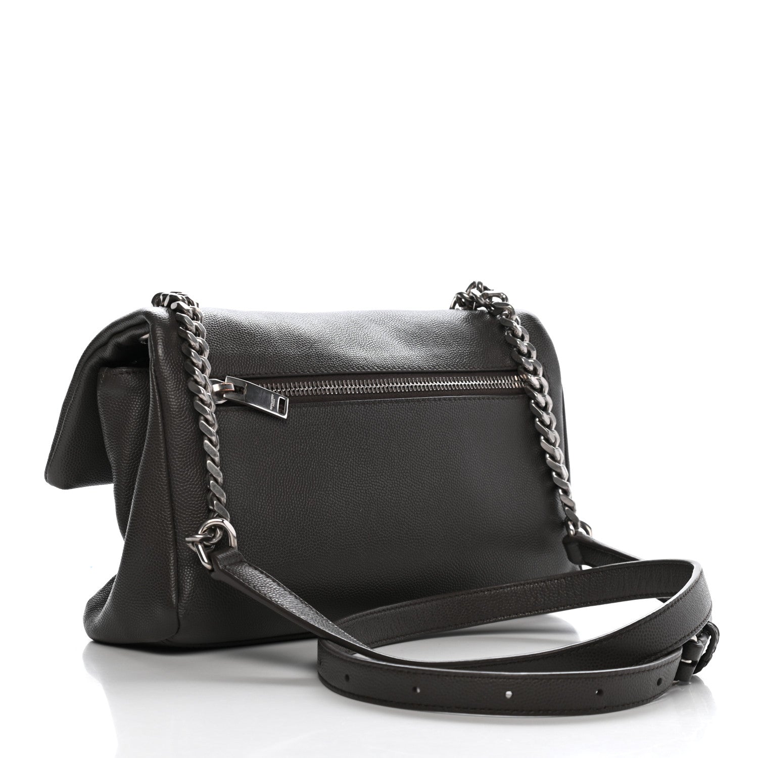 Saint Laurent Grain De Poudre Medium West Hollywood Monogram Fold-Over Coal 3 of 10