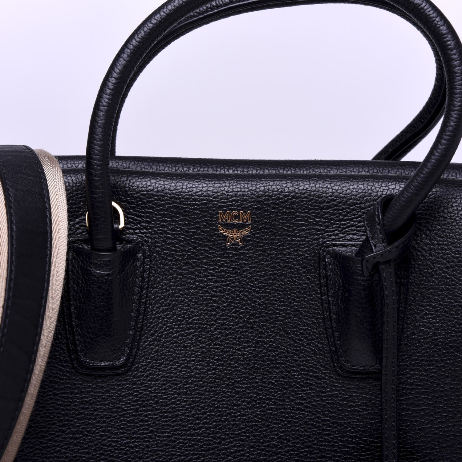 MCM Grained Calfskin Medium Milla Tote Black 9 of 9