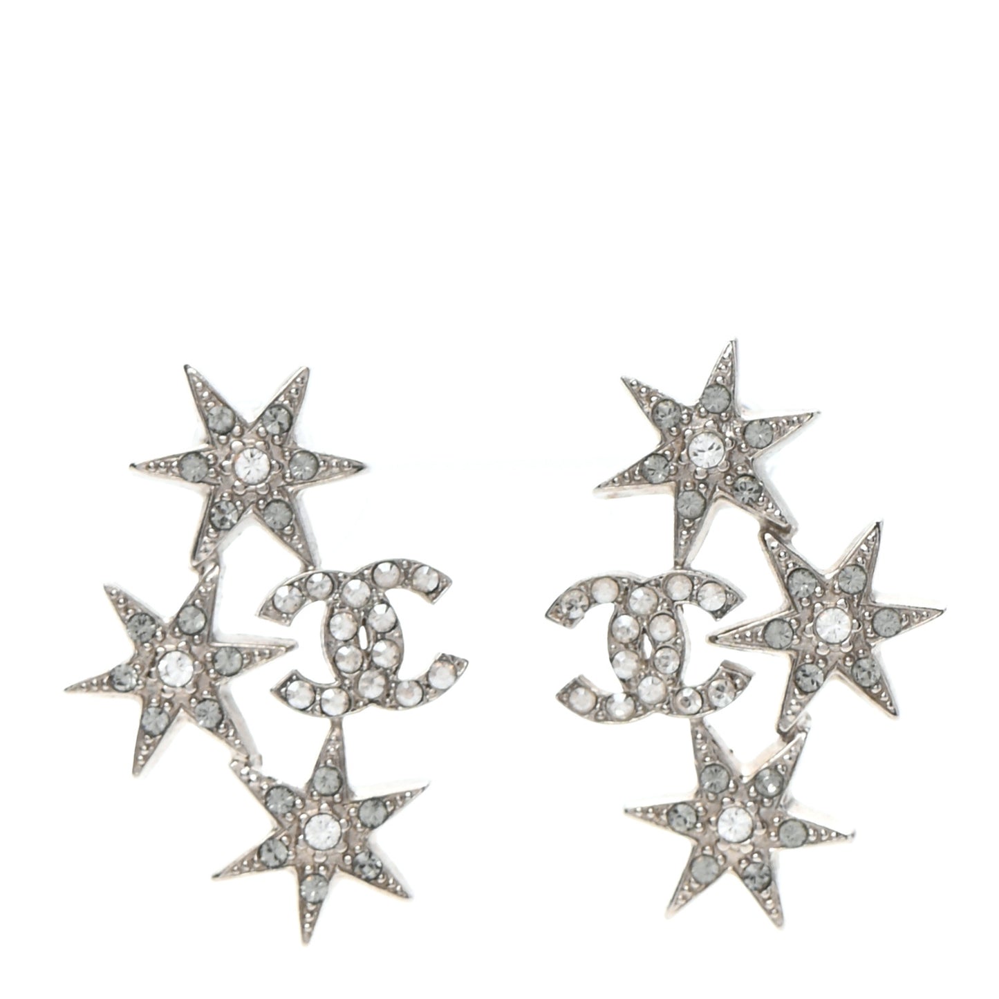 Crystal CC Star Earrings Silver