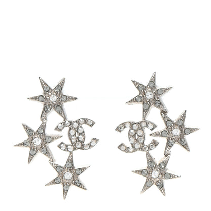 Chanel Crystal CC Star Earrings Silver 1 of 4