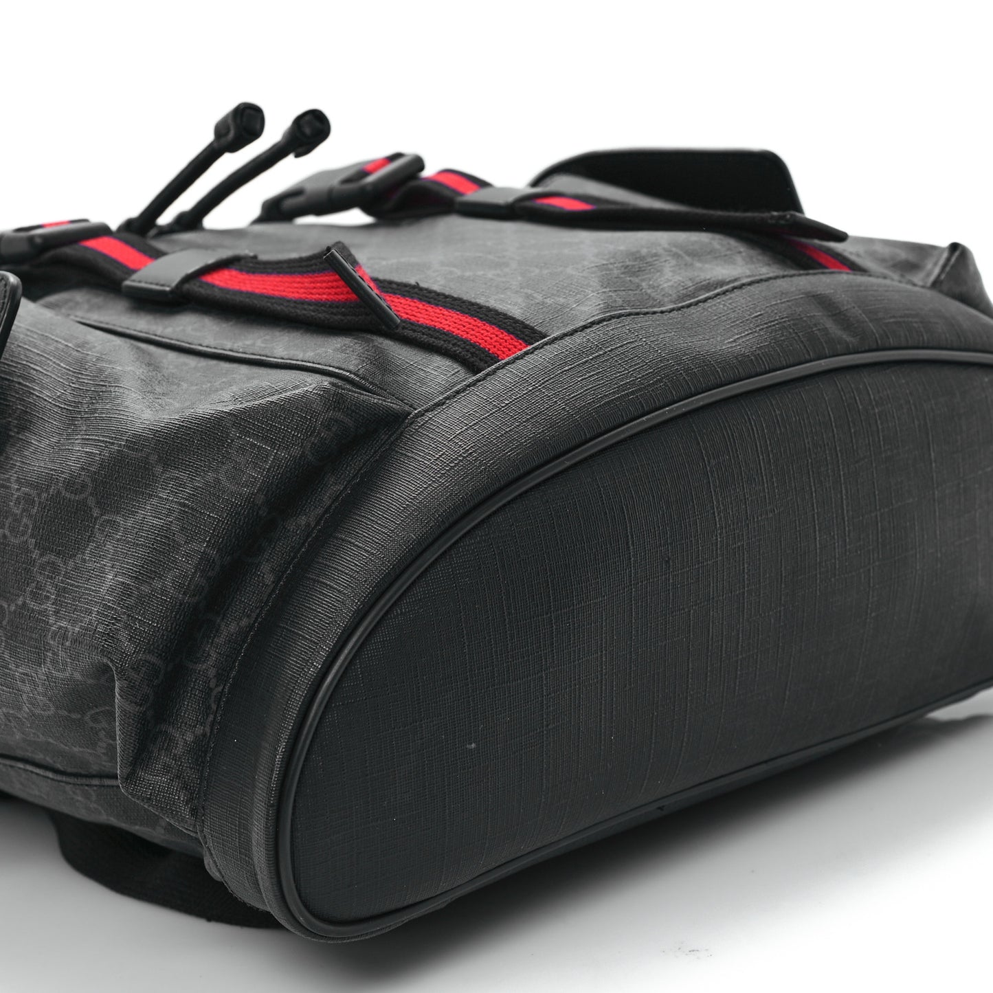 Soft GG Supreme Monogram Calfskin Web Double Buckle Backpack Black