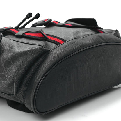 Gucci Soft GG Supreme Monogram Calfskin Web Double Buckle Backpack Black 9 of 11