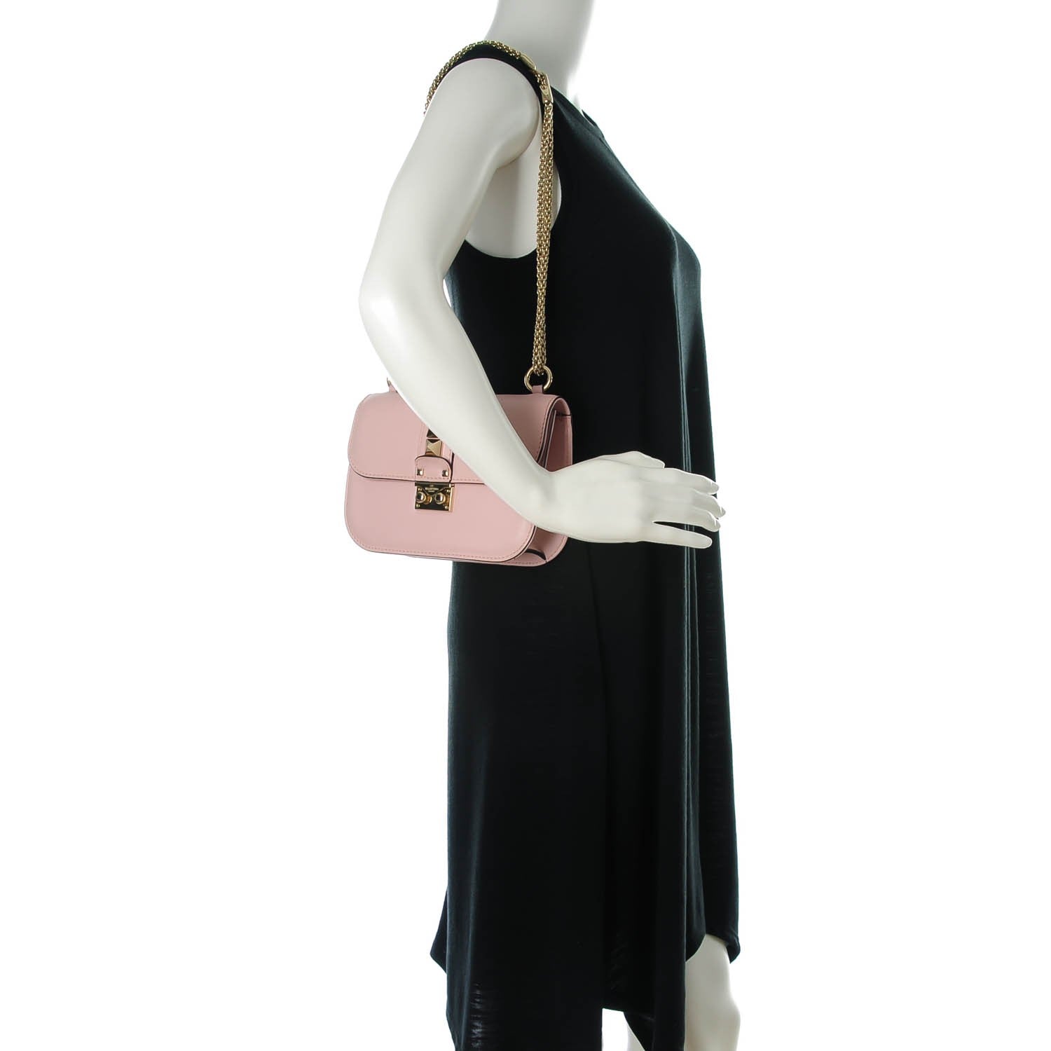 Valentino Garavani Vitello Small Glam Lock Rockstud Flap Water Rose 2 of 7