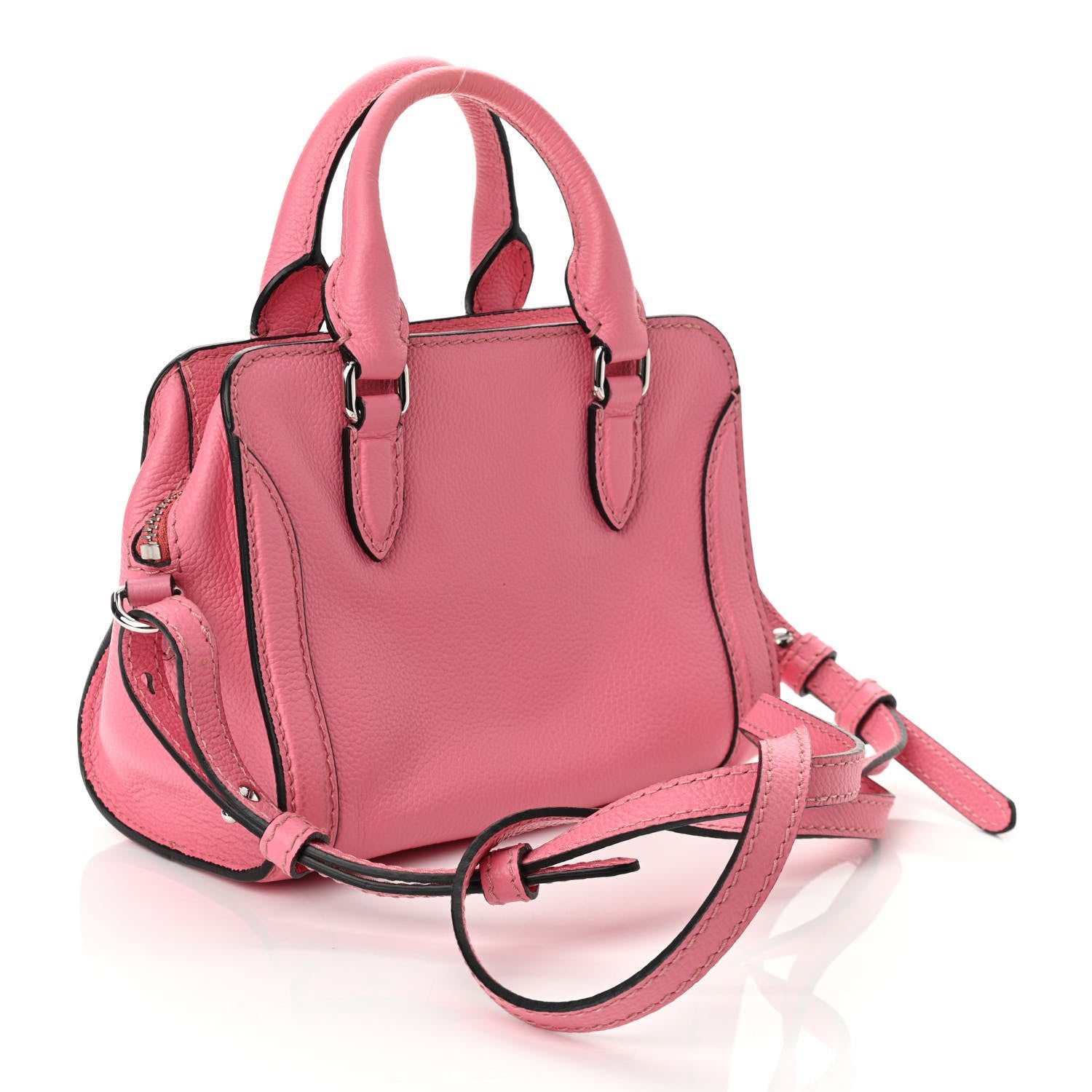 Alexander McQueen Pebbled Calfskin Mini Skull Padlock Zip Around Tote Petal 3 of 10