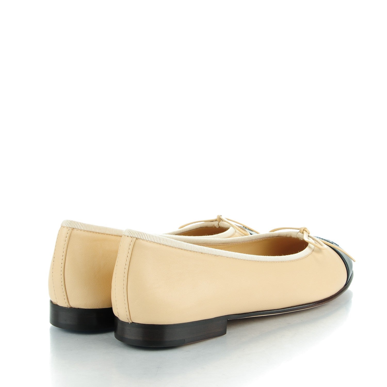 Chanel Lambskin Cap Toe Ballerina Flats 37 Beige Black 4 of 9