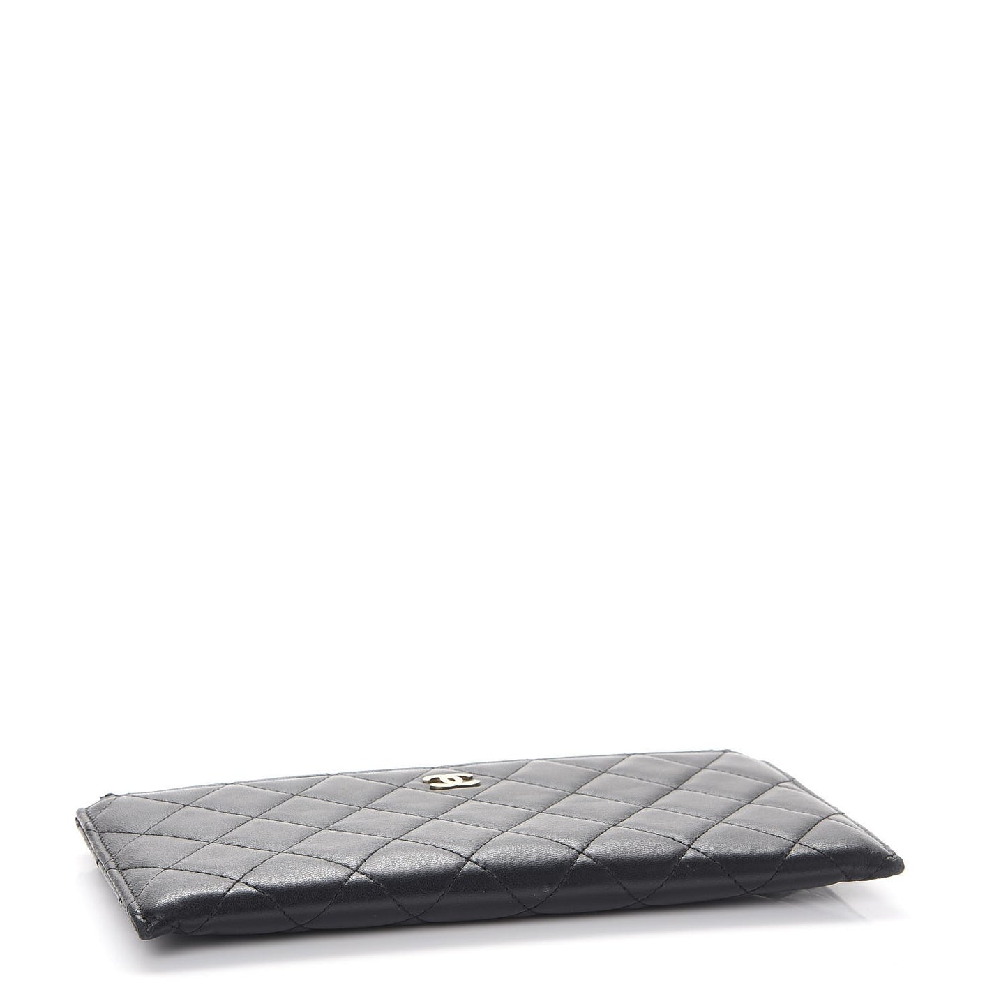 Lambskin Quilted Zip Pouch Black