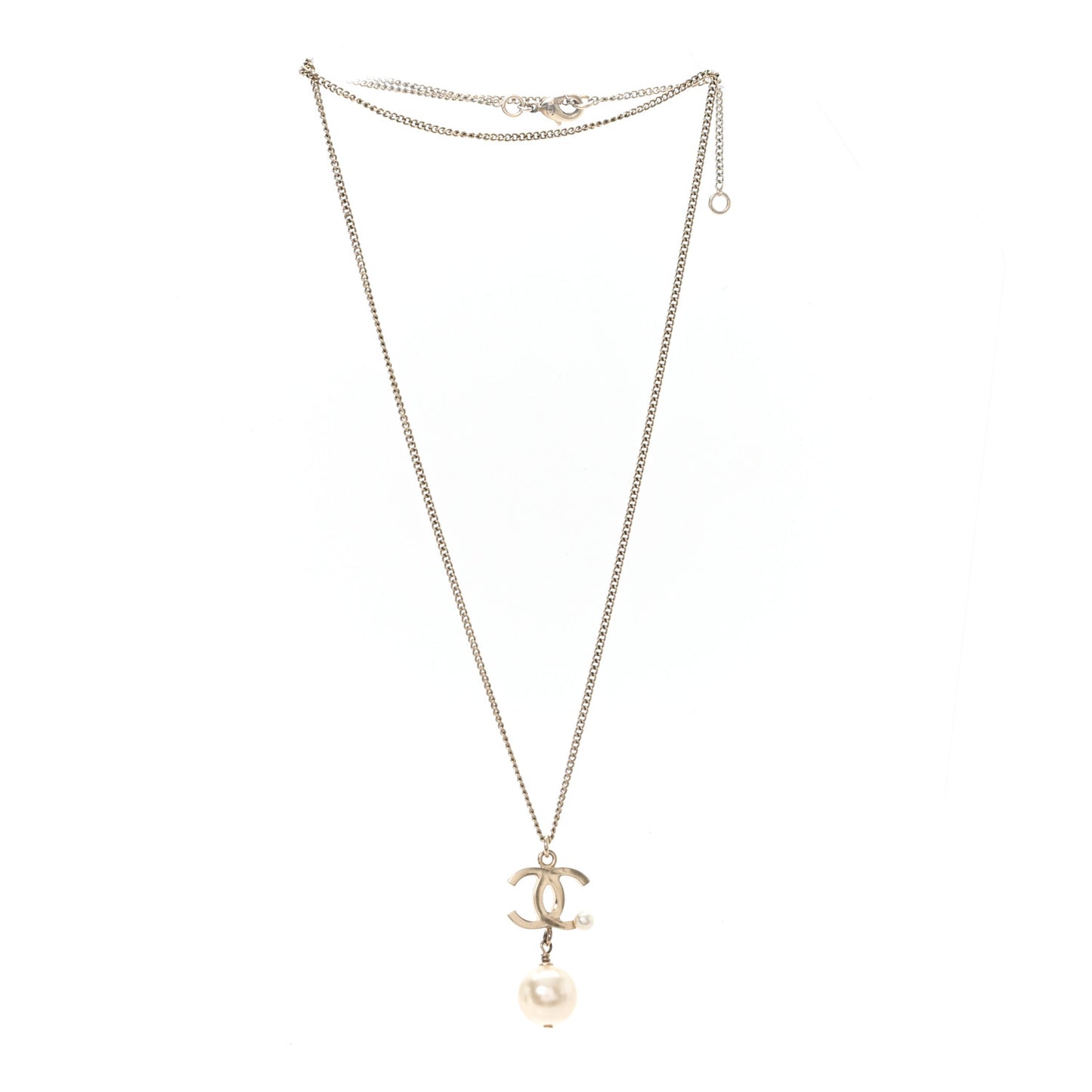 Metal Glitter Resin Pearl CC Drop Necklace Gold