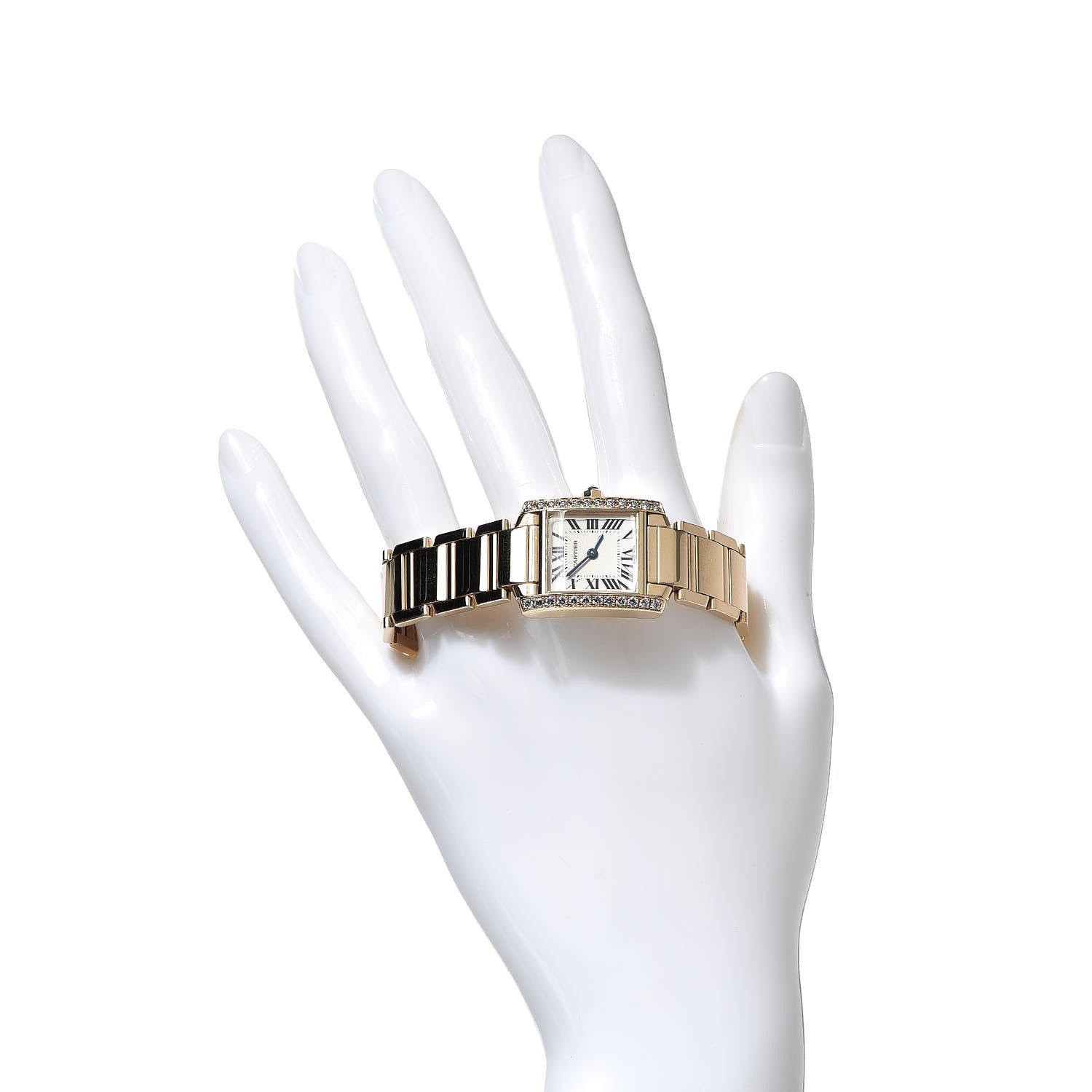 Cartier 18K Yellow Gold Diamond 20mm Tank Francaise Quartz Watch 2 of 8