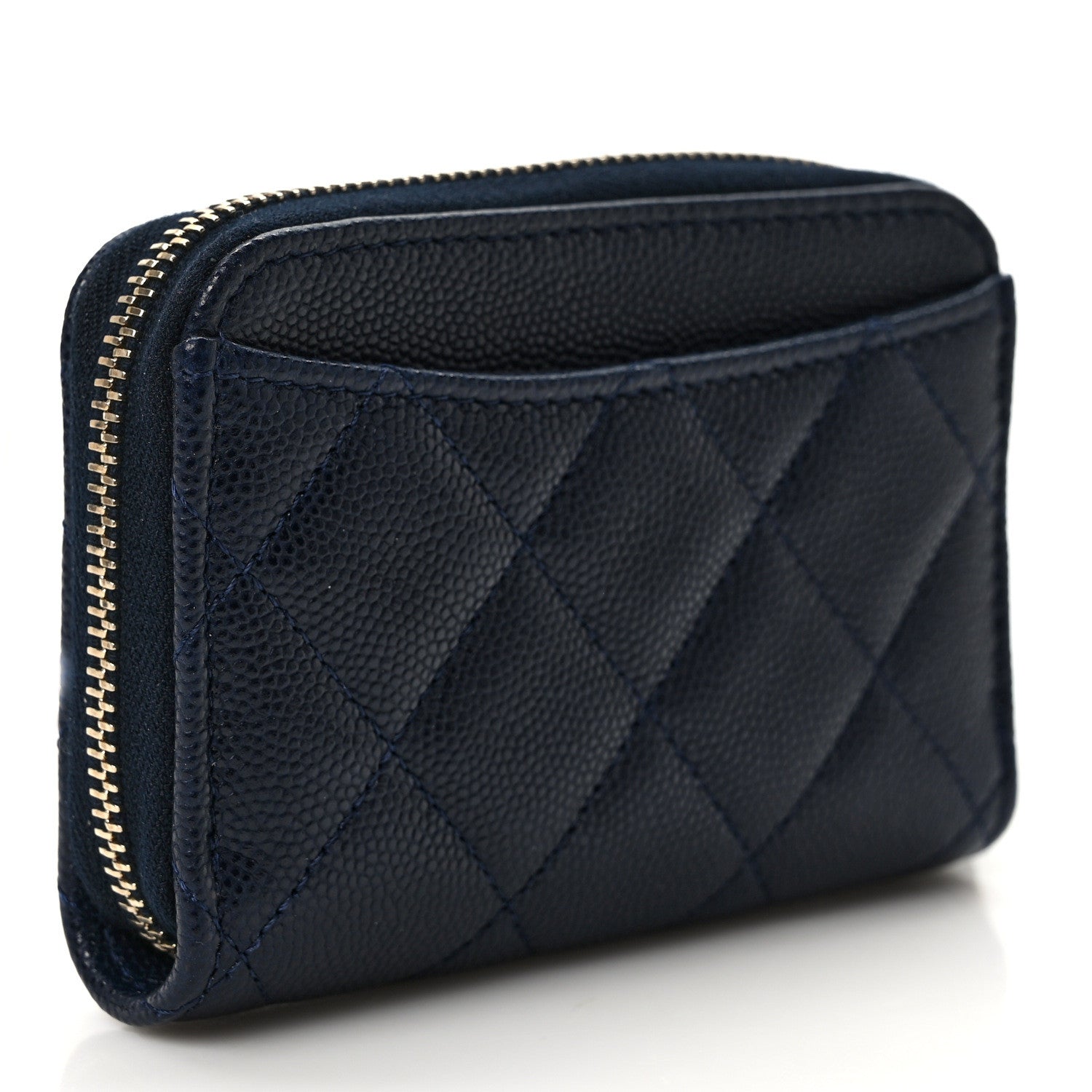 Chanel Caviar Enamel Coco Casino Quilted Zip Coin Purse Navy Blue 3 of 8