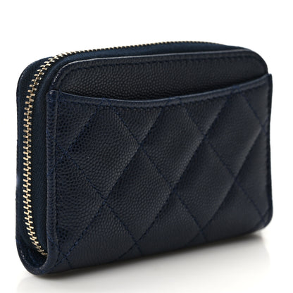 Chanel Caviar Enamel Coco Casino Quilted Zip Coin Purse Navy Blue 3 of 8