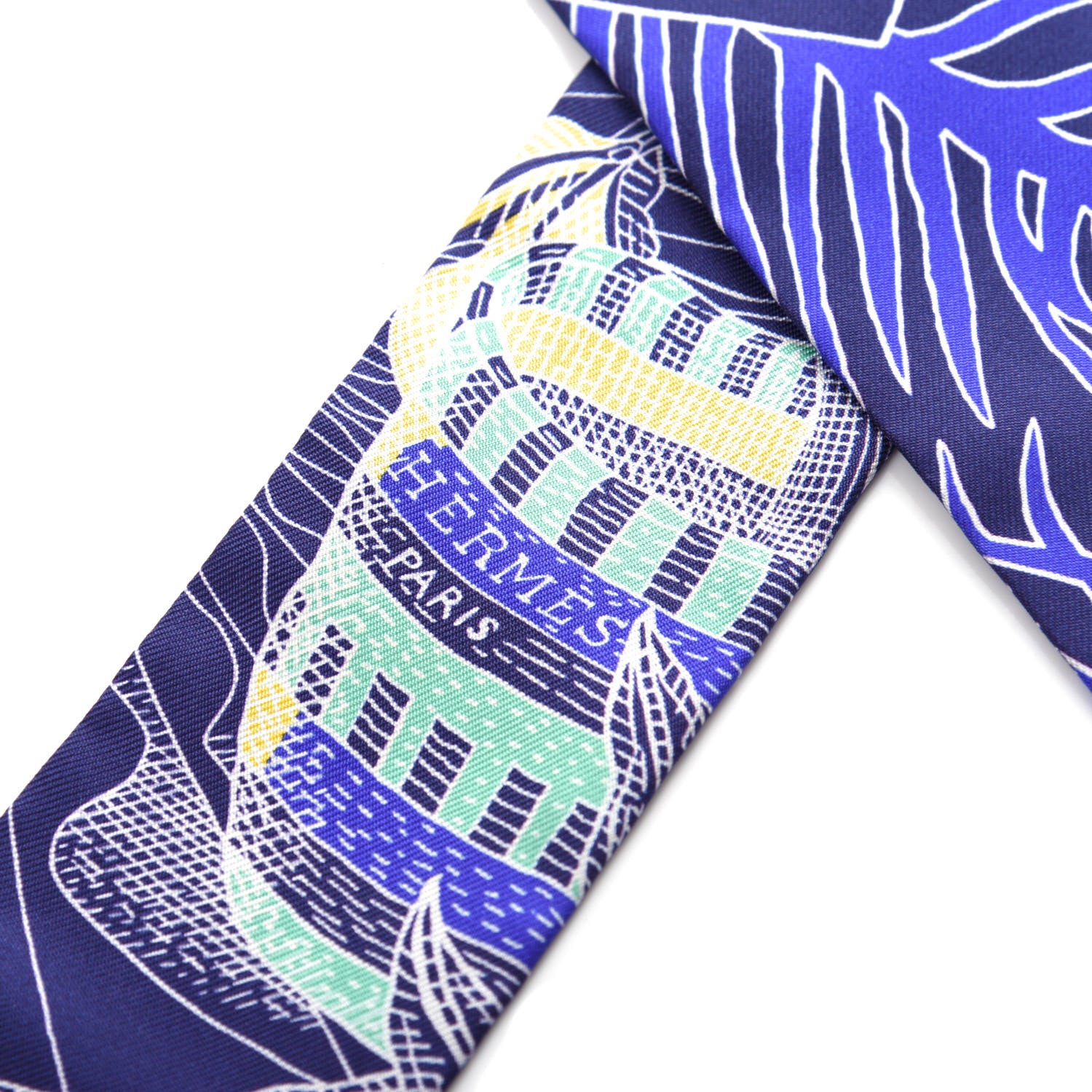 Hermes Silk La Dense Des Amazones Twilly Indigo Jaune 2 of 4