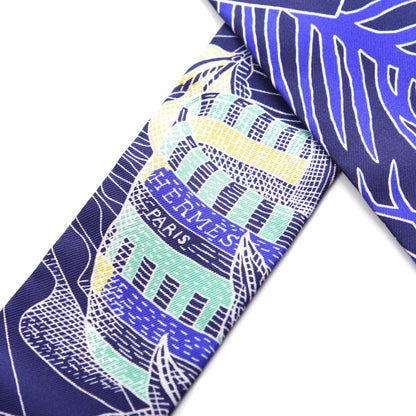 Hermes Silk La Dense Des Amazones Twilly Indigo Jaune 2 of 4
