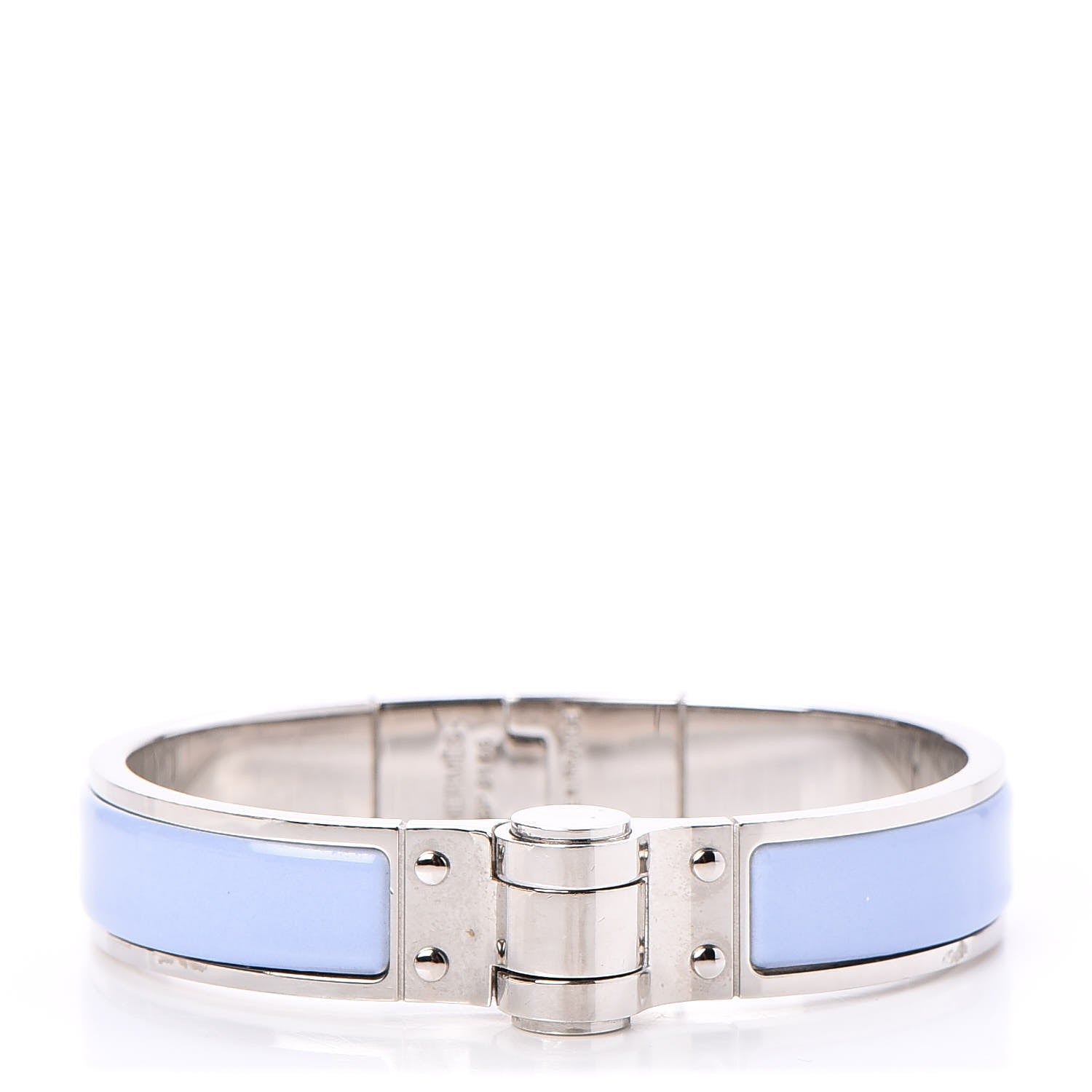 Hermes Enamel Charniere Uni Narrow Hinged Bracelet S Bleu Lupin 1 of 5