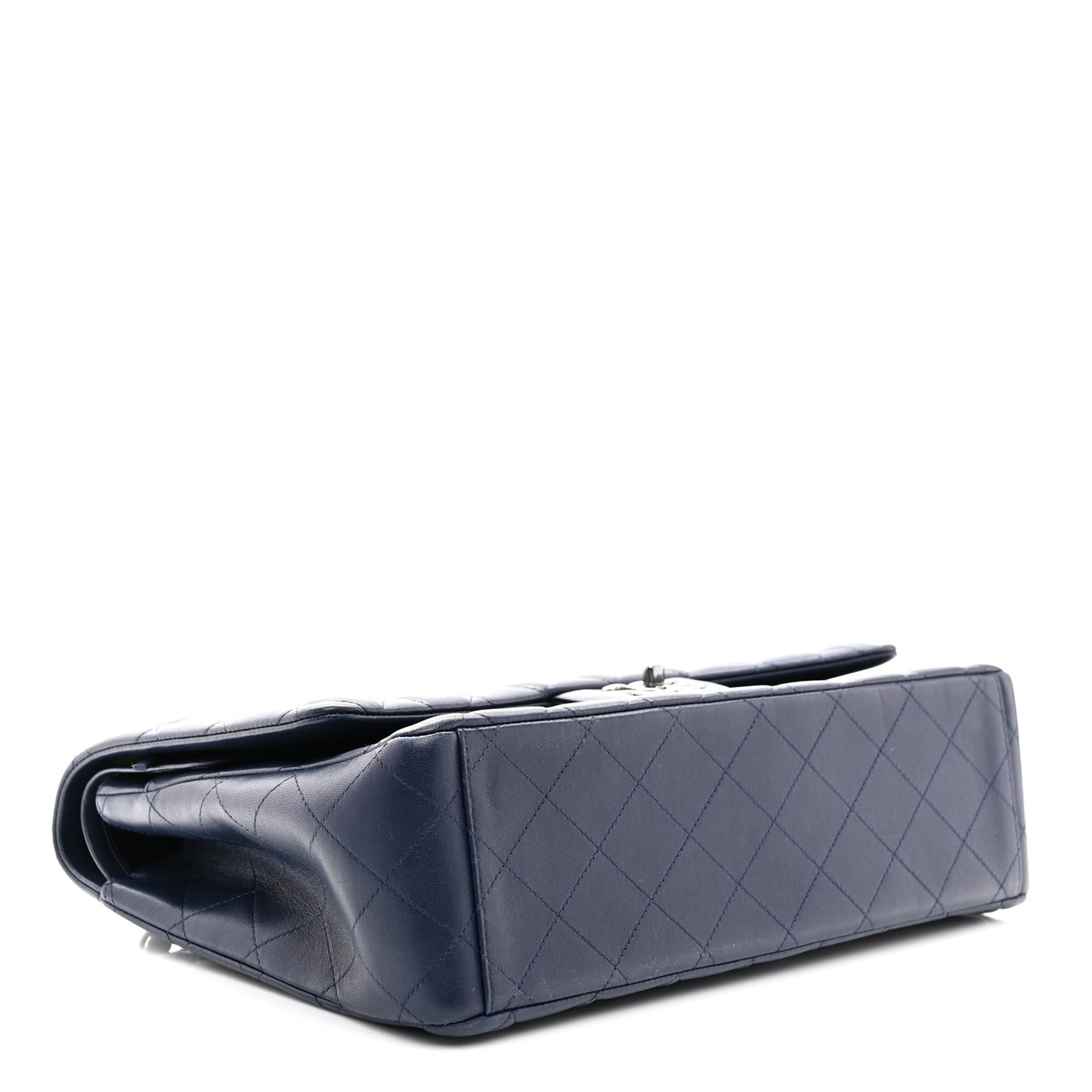 Lambskin Quilted Maxi Double Flap Dark Blue