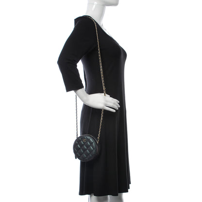 Chanel Iridescent Caviar Quilted Round Clutch With Chain Black 2 of 10