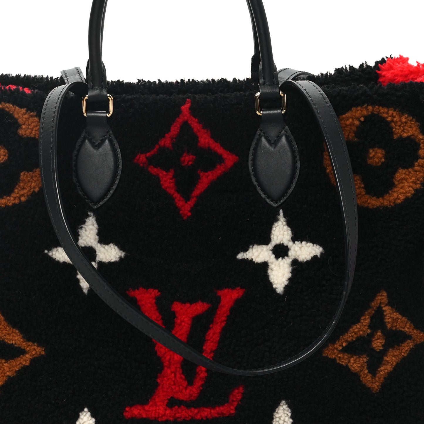 Shearling Monogram Giant Teddy Onthego GM Black Red