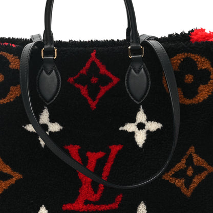 Louis Vuitton Shearling Monogram Giant Teddy Onthego GM Black Red 7 of 10