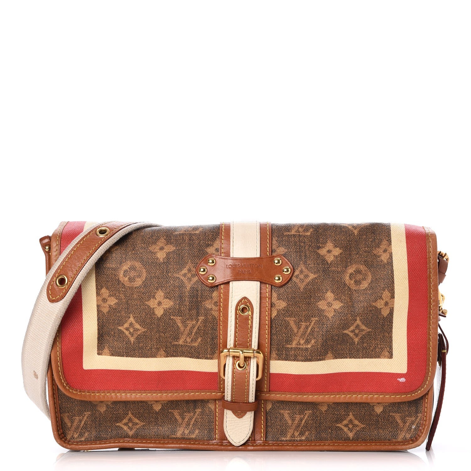 Louis Vuitton Monogram Rayures Tisse Clutch Red 1 of 13