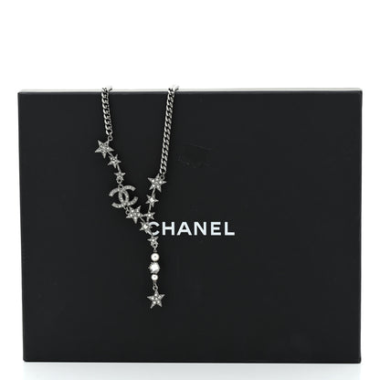 Chanel Crystal Pearl CC Star Necklace Silver 5 of 5