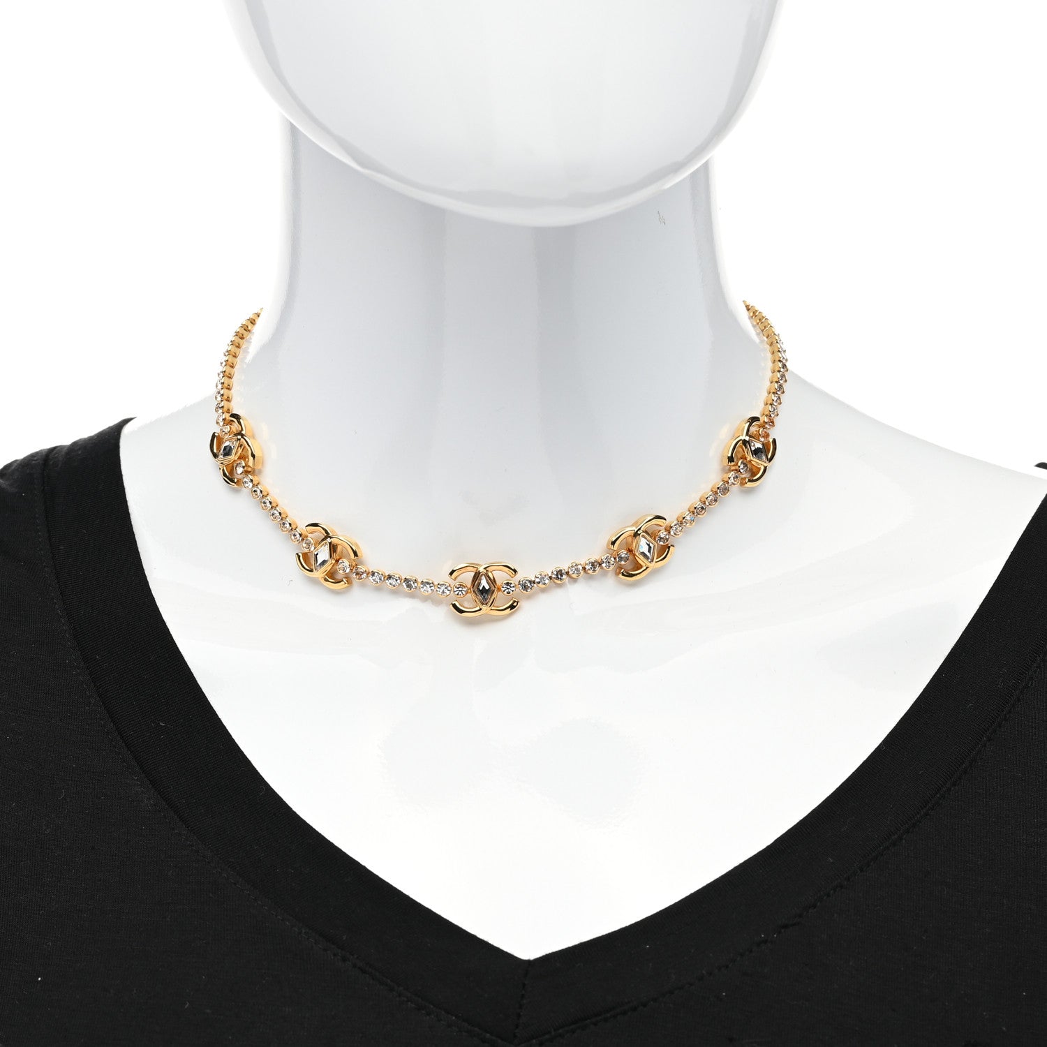 Chanel Metal Crystal CC Marquise Choker Gold 2 of 6