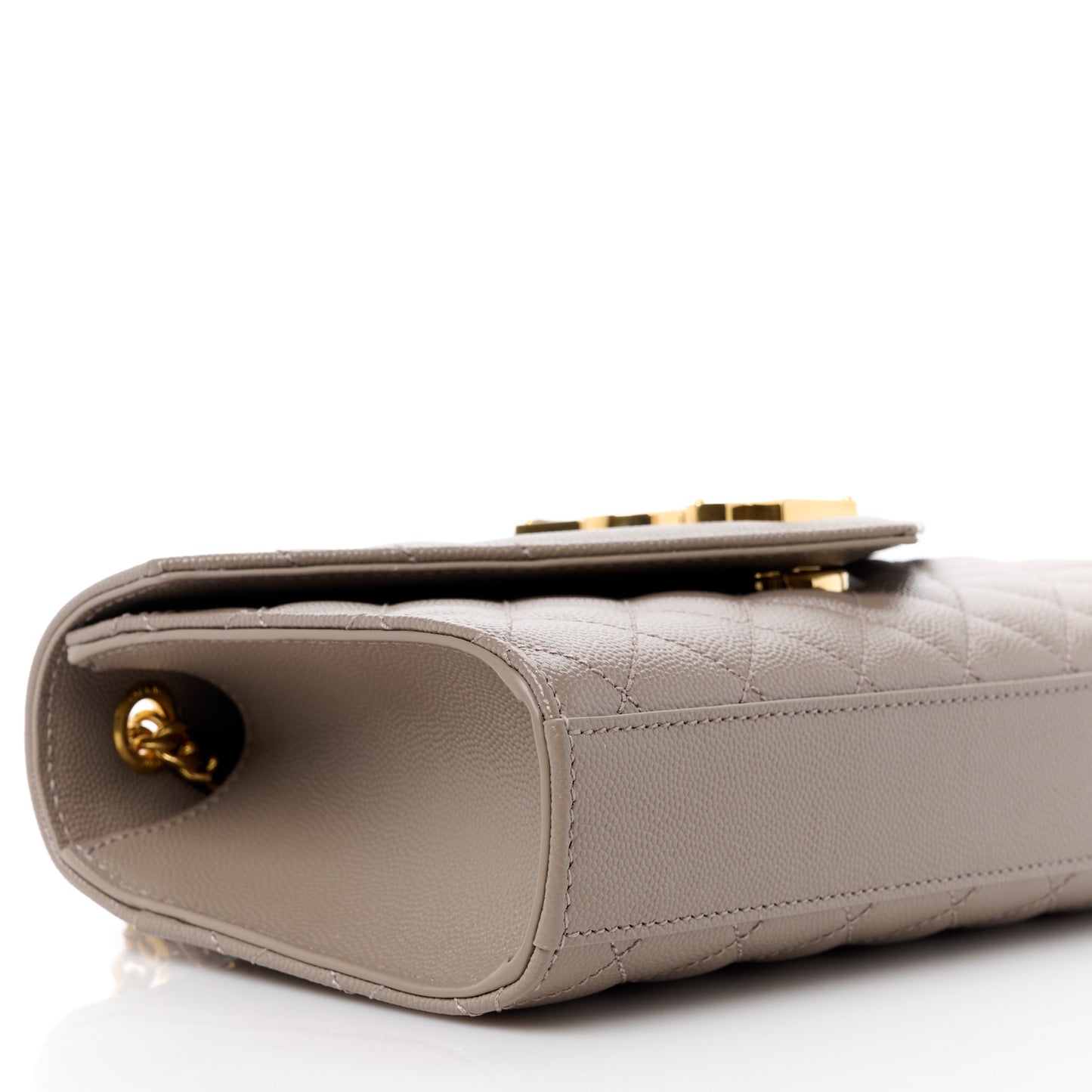 Grain De Poudre Textured Mixed Matelasse Triquilt Small Monogram Satchel Greyish Brown