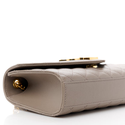 Saint Laurent Grain De Poudre Textured Mixed Matelasse Triquilt Small Monogram Satchel Greyish Brown 10 of 12