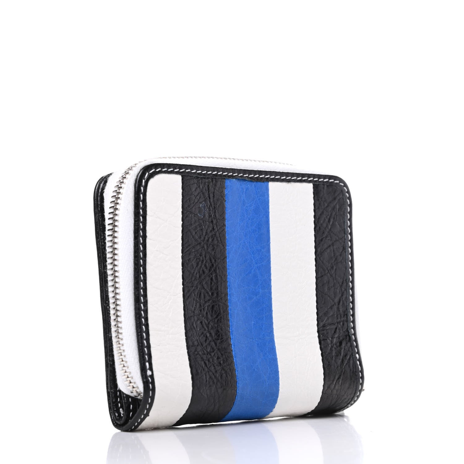 Balenciaga Veau Arena Multicolore Bazar Billfold Zip Around Wallet Bleu Gris White Black 3 of 7