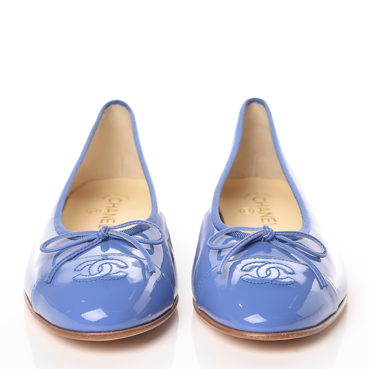 Chanel Patent Calfskin CC Cap Toe Ballerina Flats 41 Blue 2 of 9