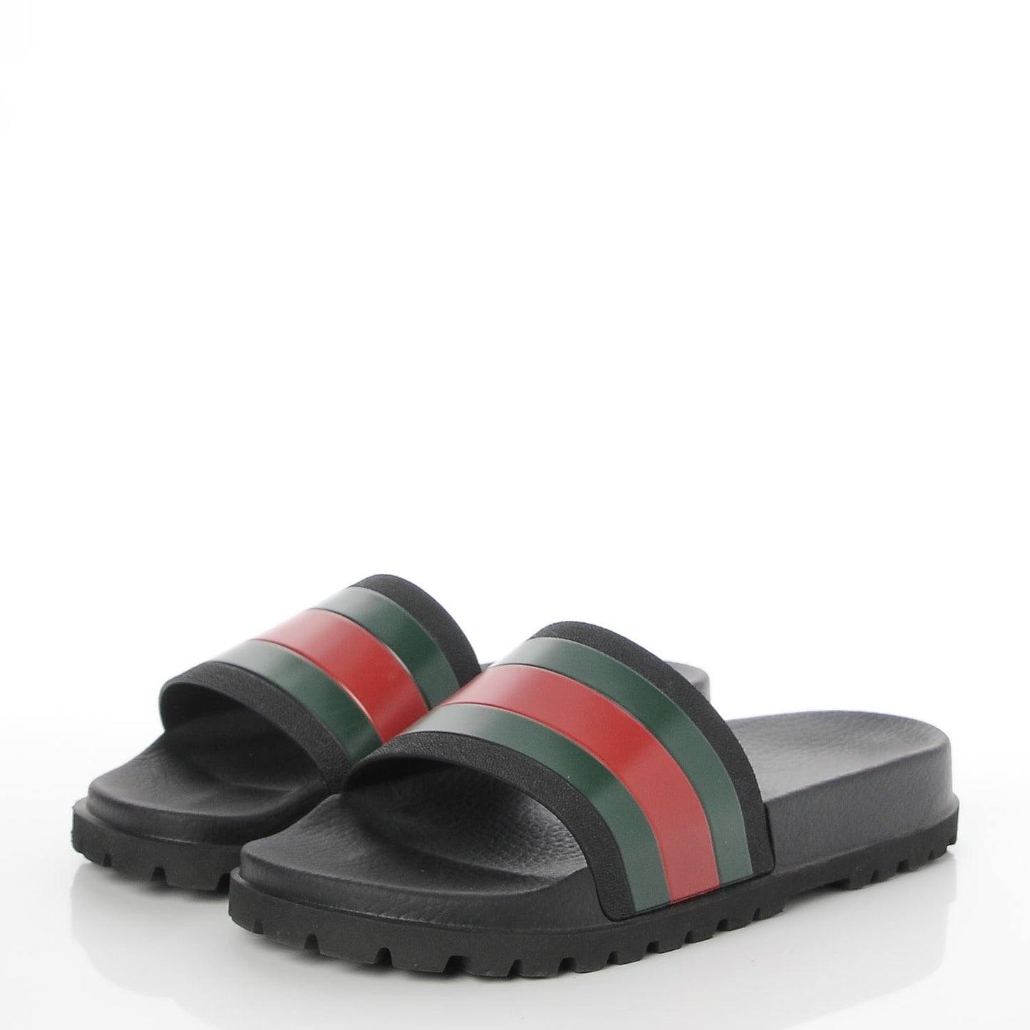 Rubber Web Mens Lug Sole Slide Sandals 9 Black Green Red