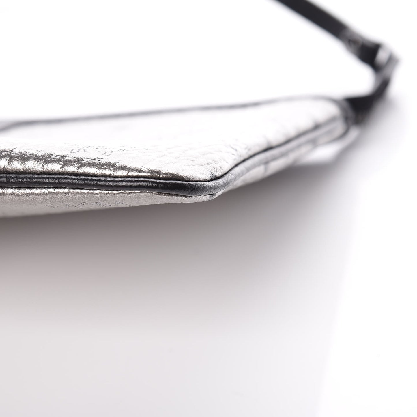 Metallic Visetos Liz Shopper Tote Pouch Silver Black