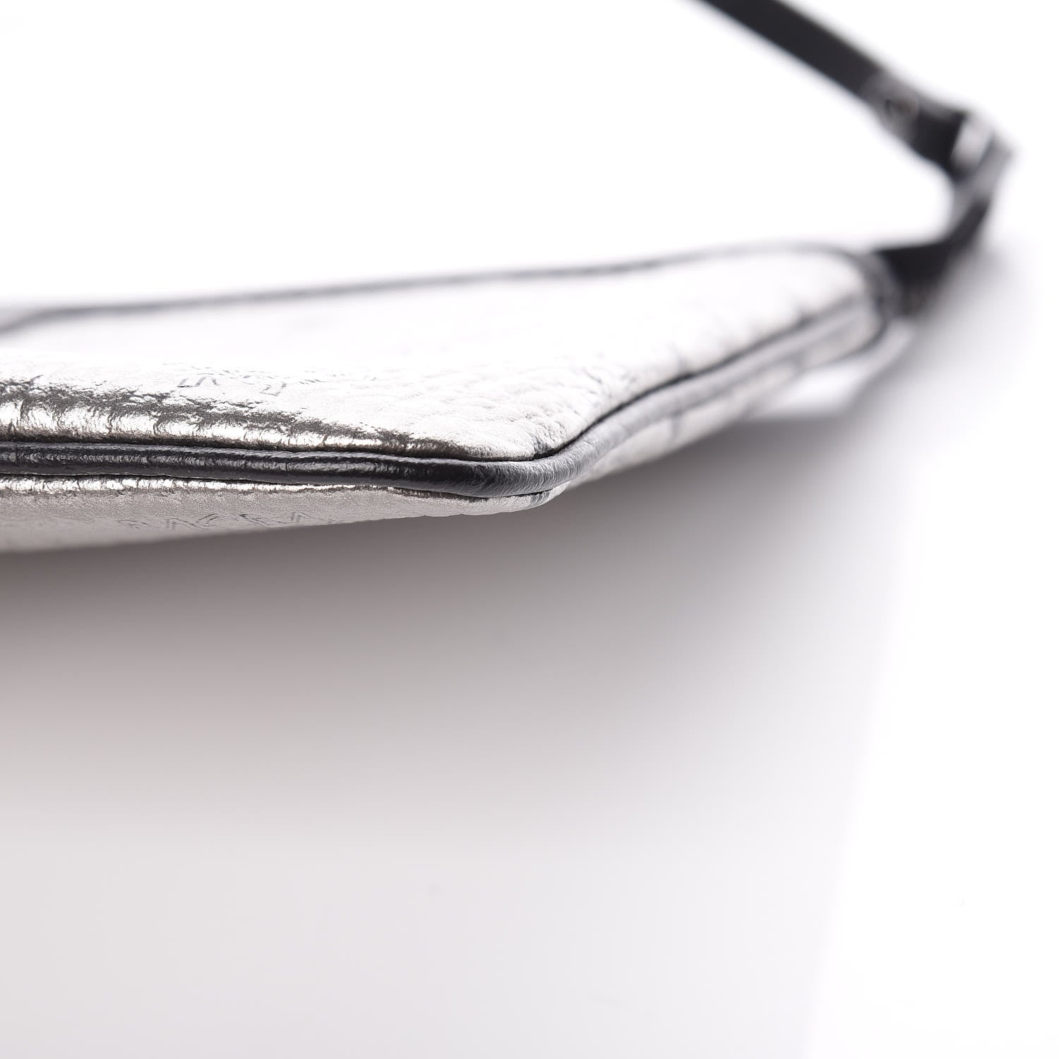 MCM Metallic Visetos Liz Shopper Tote Pouch Silver Black 6 of 10