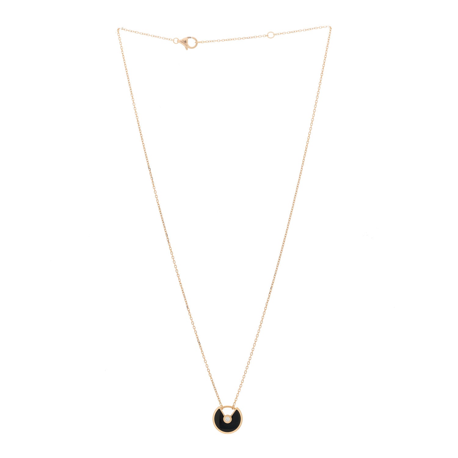 Cartier 18K Pink Gold Diamond Black Onyx XS Amulette de Cartier Pendant Necklace 3 of 6