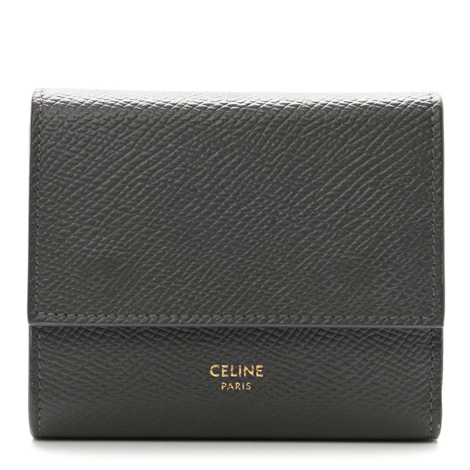 Celine Grained Calfskin Small Tri-Fold Wallet Grey 1 of 15
