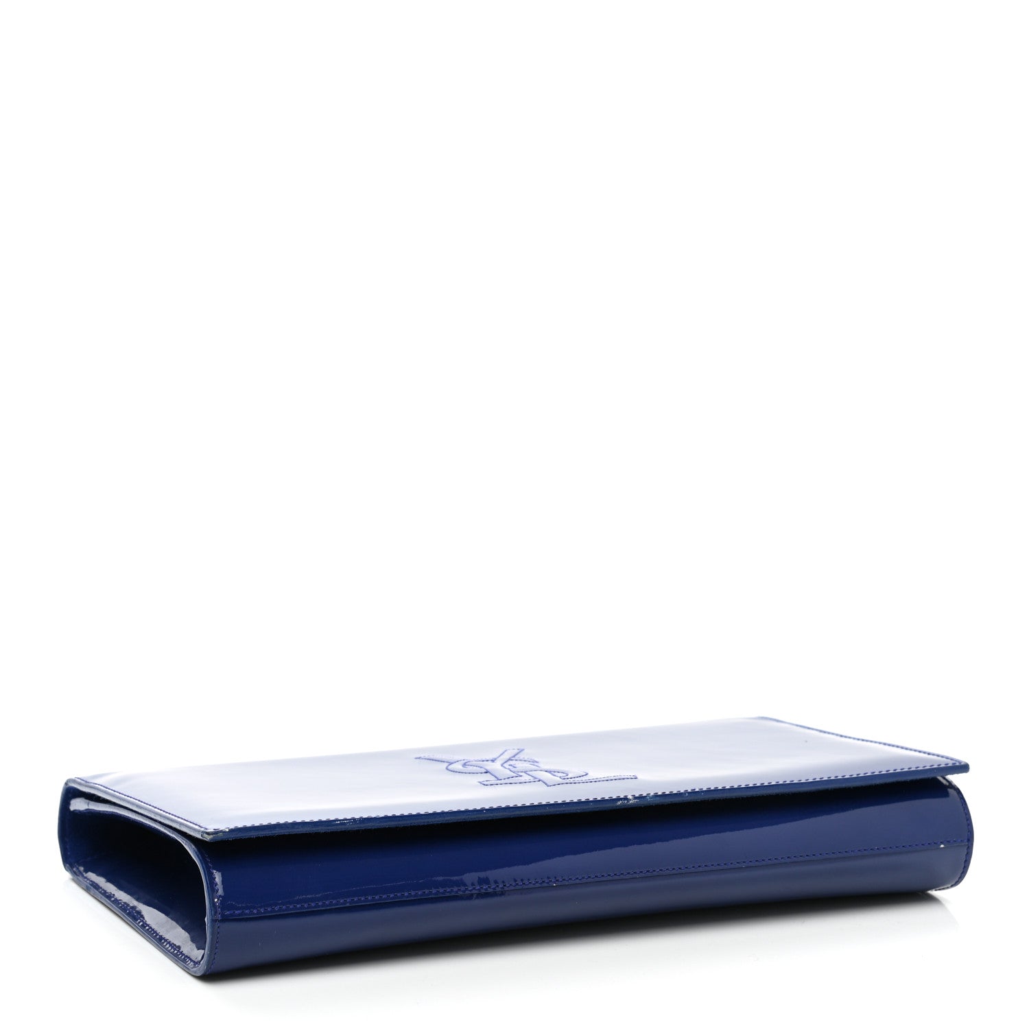 Saint Laurent Patent Calfskin Monogram Large Belle De Jour Clutch Royal Blue 3 of 10