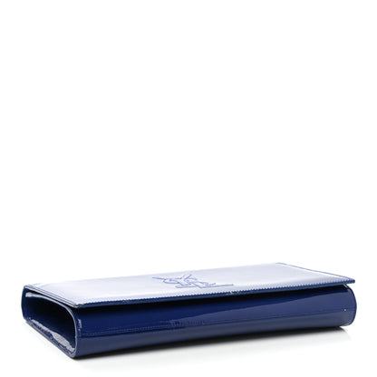 Saint Laurent Patent Calfskin Monogram Large Belle De Jour Clutch Royal Blue 3 of 10
