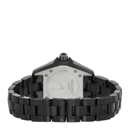 Chanel Stainless Steel Ceramic Diamond Pave Bezel Dial 33mm J12 Quartz Watch Black 3 of 5