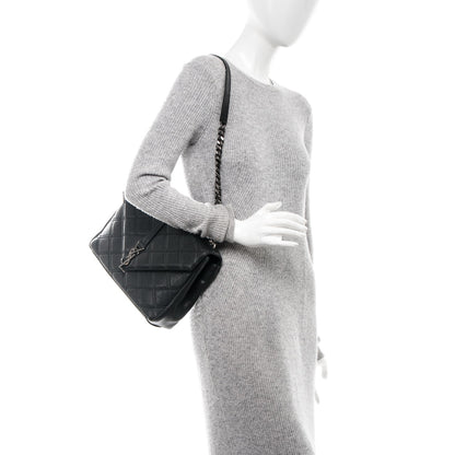 Saint Laurent Sheepskin Quilted Monogram Large College Satchel Black 10 of 11