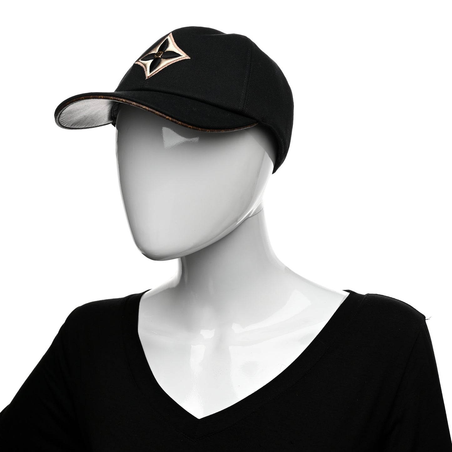Monogram Cotton Jacquard Embroidered LV Day Cap M Black