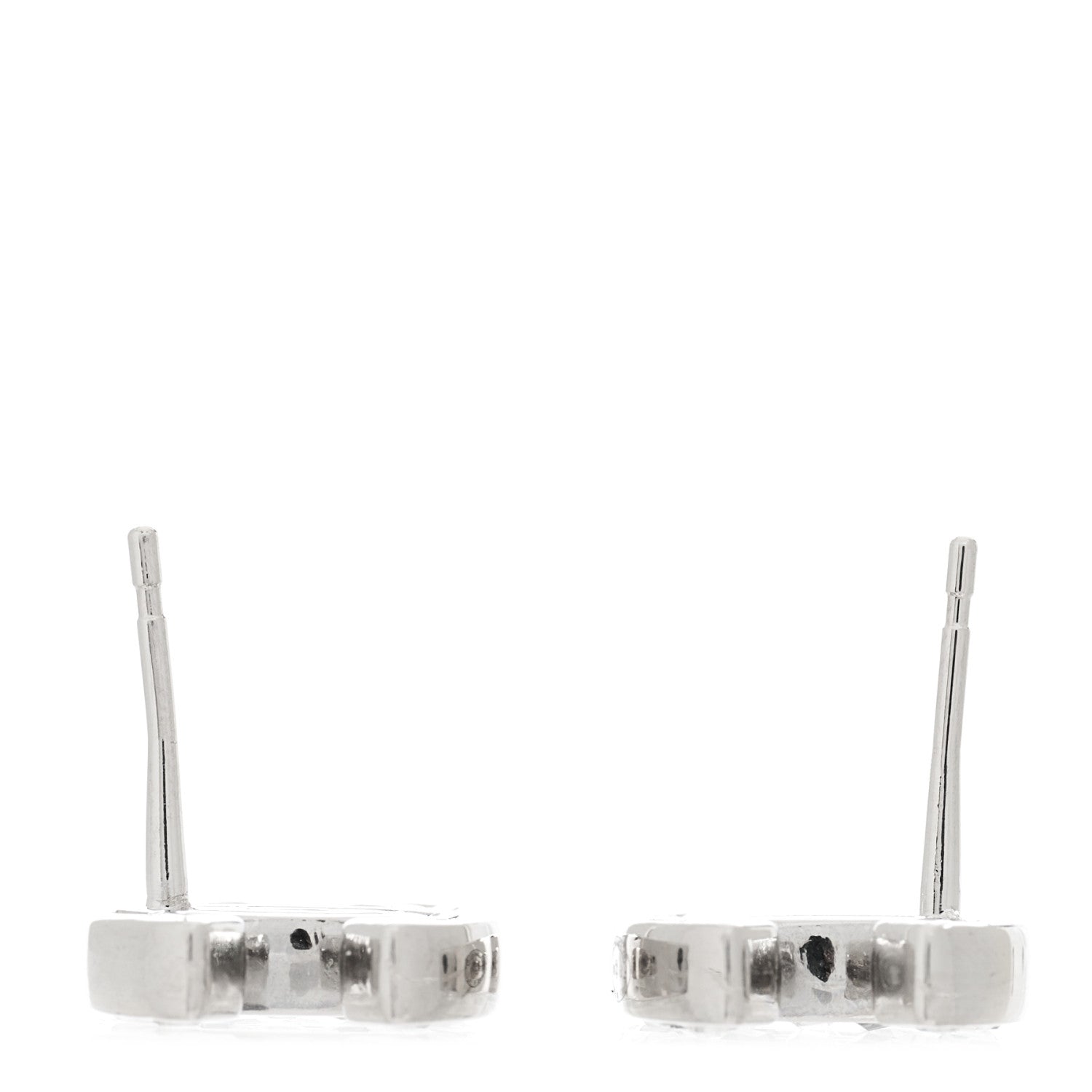 Chanel Baguette Crystal CC Earrings Silver Grey 3 of 5