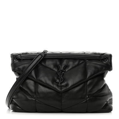 Saint Laurent Lambskin Quilted Monogram Monochrome Medium Loulou Puffer Chain Satchel Black 1 of 14