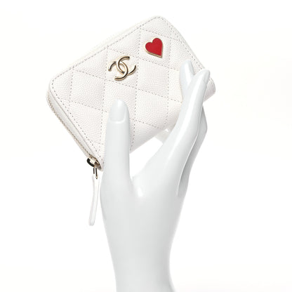 Chanel Caviar Enamel Coco Casino Quilted Zip Coin Purse White 2 of 11